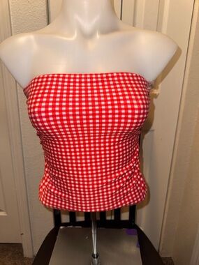 Strapless Red Gingham Tube Top